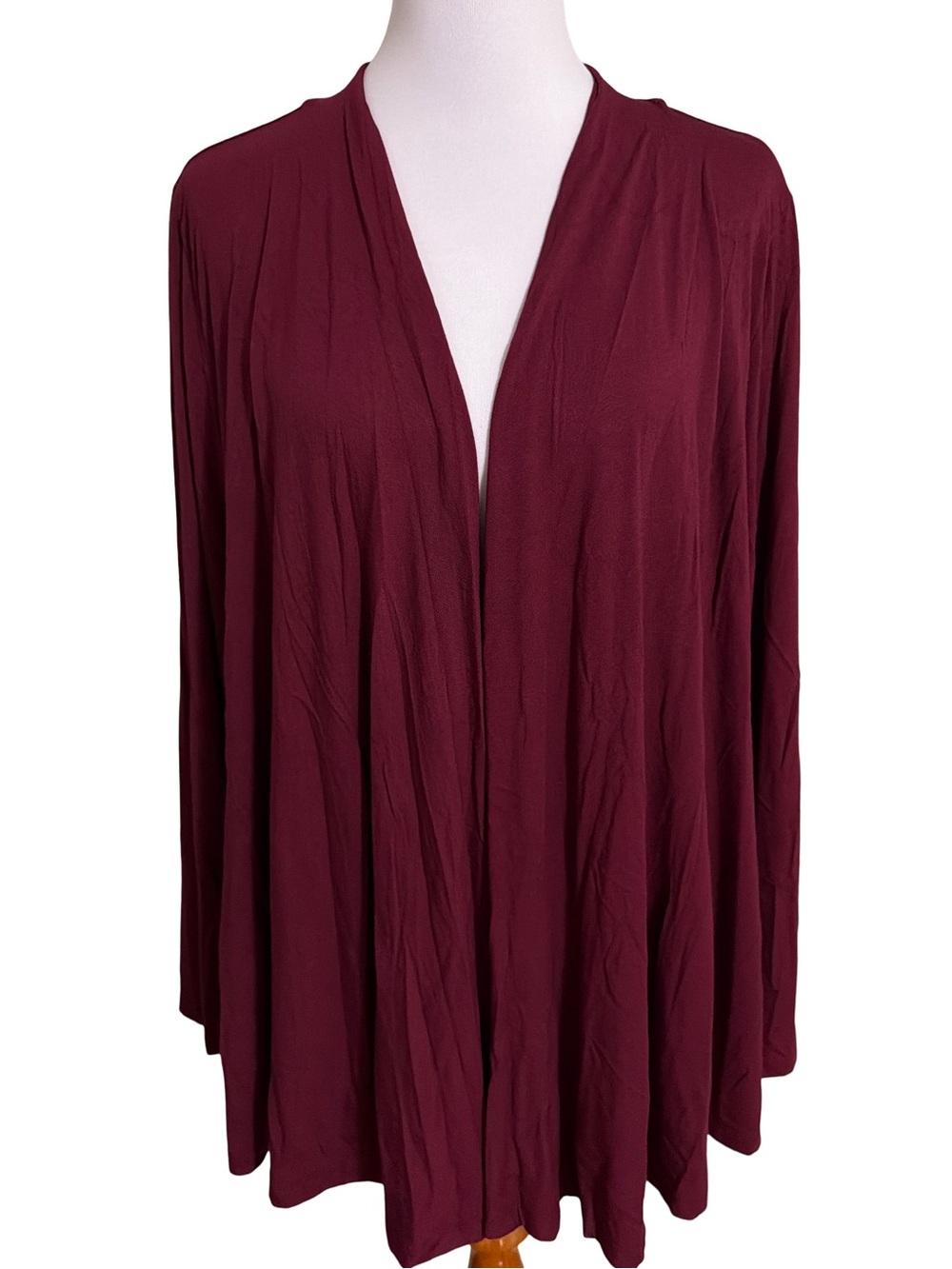 Karen Scott Open Front Cardigan in Burgundy